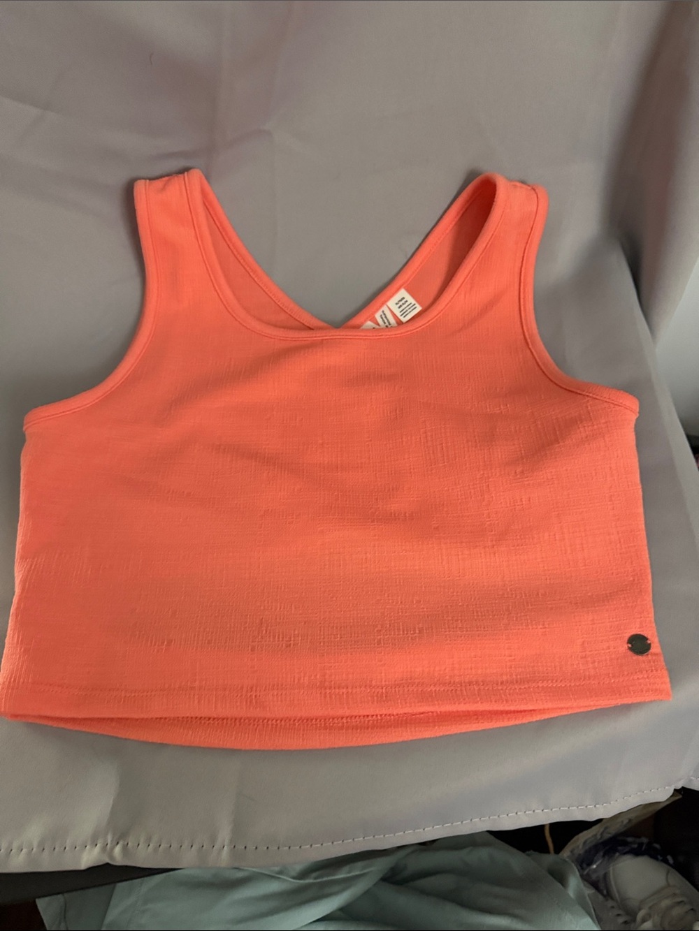 Roxy Coral Ribbed Crop Tank